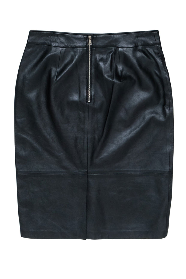 Current Boutique-Polo Ralph Lauren - Black Leather Pencil Skirt w/ Zippers Sz 10