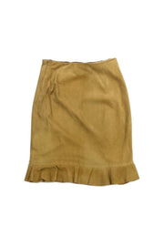 Current Boutique-Ralph Lauren Black Label - Tan Suede Ruffle Hem Skirt Sz 10