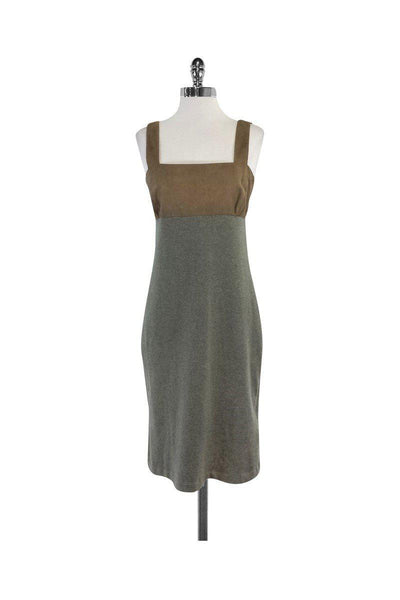 Current Boutique-Ralph Lauren Black Label - Taupe Suede & Grey Cashmere Dress Sz 8