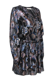 Current Boutique-Ramy Brook - Black & Multicolored Metallic Floral Print Fit & Flare Dress Sz XS