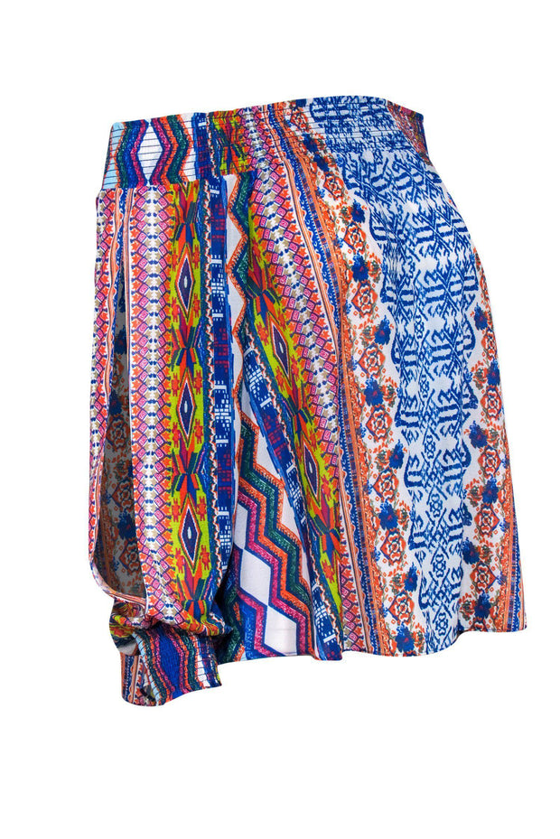 Current Boutique-Ramy Brook - Multicolored Aztec Print Long Sleeve Off-the-Shoulder Blouse Sz XS/S