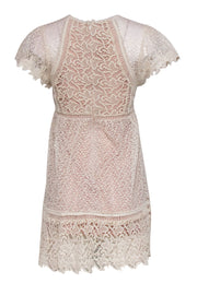 Current Boutique-Ranna Gill - Beige Floral Embroidered & Lace Short Sleeve Dress Sz 00P
