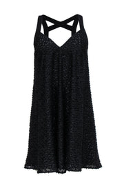 Current Boutique-Rebecca Minkoff - Black Metallic Textured Strappy Mini Dress Sz 0
