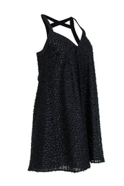 Current Boutique-Rebecca Minkoff - Black Metallic Textured Strappy Mini Dress Sz 0