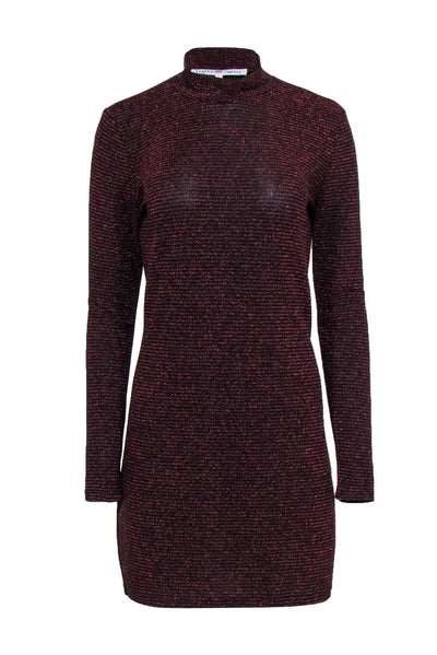 Current Boutique-Rebecca Minkoff - Red & Black Sparkly Striped Long Sleeve Dress Sz M