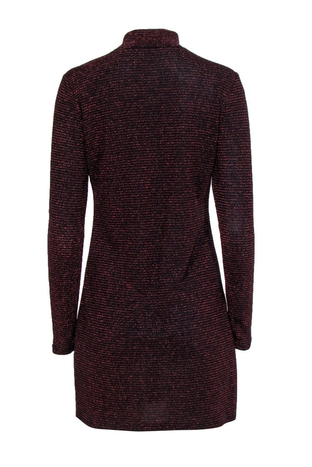 Current Boutique-Rebecca Minkoff - Red & Black Sparkly Striped Long Sleeve Dress Sz M