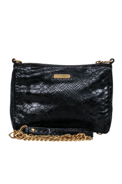 Current Boutique-Rebecca Minkoff - Black Embossed Crocodile Leather Crossbody Bag