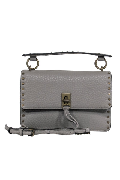 Current Boutique-Rebecca Minkoff - Grey Leather Fold Over Convertible Crossbody w/ Gold-Toned Studs