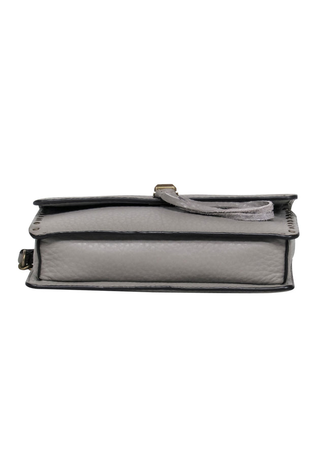 Current Boutique-Rebecca Minkoff - Grey Leather Fold Over Convertible Crossbody w/ Gold-Toned Studs