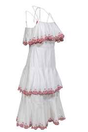 Current Boutique-Rebecca Minkoff - Cream Cotton Tiered Maxi Dress w/ Eyelet Trim Sz 4