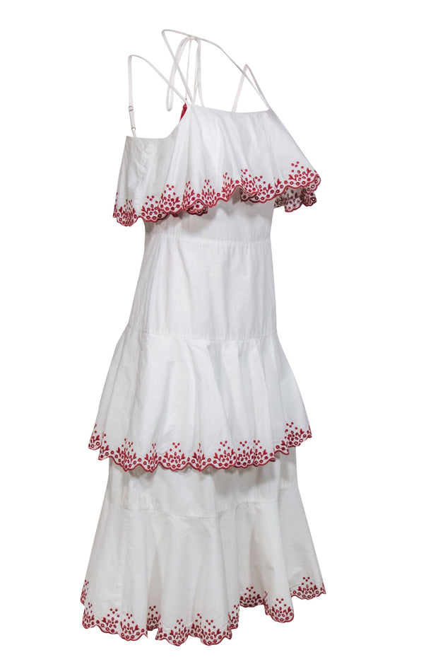Current Boutique-Rebecca Minkoff - Cream Cotton Tiered Maxi Dress w/ Eyelet Trim Sz 4