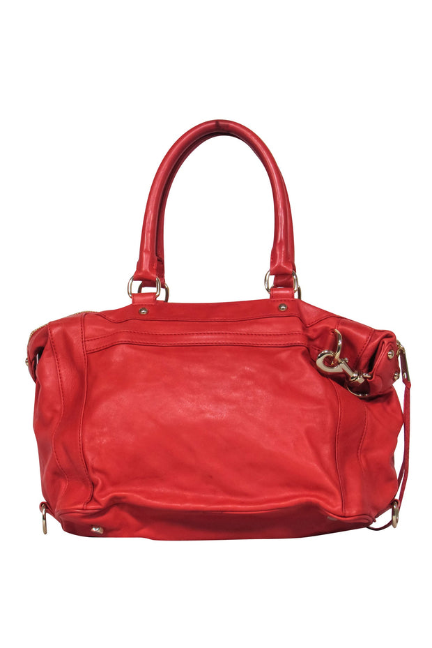 Current Boutique-Rebecca Minkoff - Coral Red Slouchy Satchel w/ Fringe Zipper