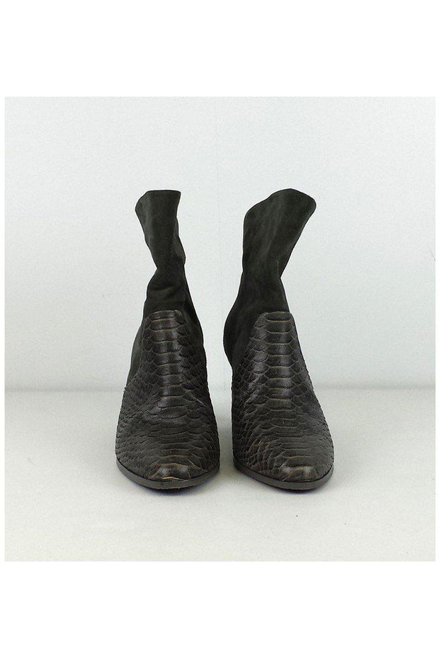 Current Boutique-Rebecca Minkoff - Grey Snakeskin Suede Booties Sz 8.5