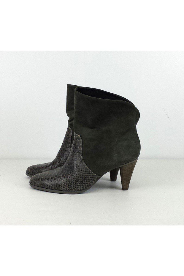 Current Boutique-Rebecca Minkoff - Grey Snakeskin Suede Booties Sz 8.5