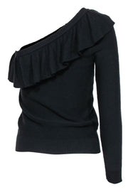 Current Boutique-Rebecca Minkoff - Black One-Shoulder Ruffled Sweater Sz XS