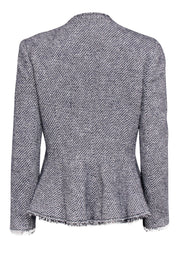 Current Boutique-Rebecca Taylor - Black & White Lurex Tweed Peplum Blazer w/ Fringe Hem Sz 10