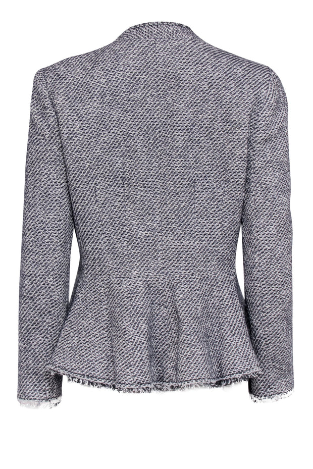 Current Boutique-Rebecca Taylor - Black & White Lurex Tweed Peplum Blazer w/ Fringe Hem Sz 10