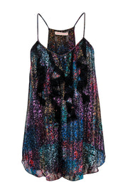 Current Boutique-Rebecca Taylor - Multicolor Metallic Ruffle Silk Tank Sz 8