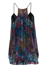 Current Boutique-Rebecca Taylor - Multicolor Metallic Ruffle Silk Tank Sz 8