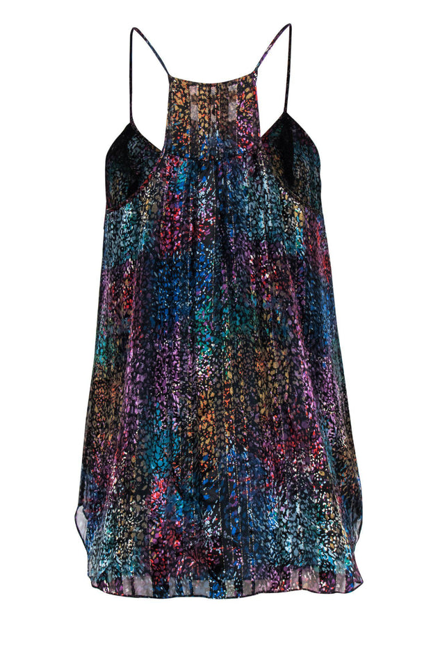 Current Boutique-Rebecca Taylor - Multicolor Metallic Ruffle Silk Tank Sz 8
