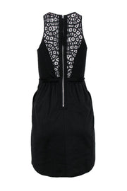 Current Boutique-Rebecca Taylor - Black Sleeveless Fit & Flare Dress w/ Lace Paneling Sz 0