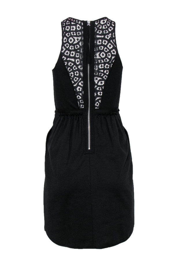 Current Boutique-Rebecca Taylor - Black Sleeveless Fit & Flare Dress w/ Lace Paneling Sz 0