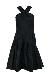 Current Boutique-Rebecca Taylor - Black Tiered Sleeveless Dress w/ High Twisted Neckline Sz 0