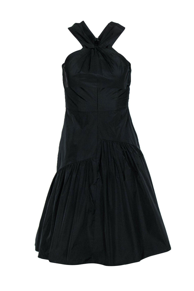 Current Boutique-Rebecca Taylor - Black Tiered Sleeveless Dress w/ High Twisted Neckline Sz 0