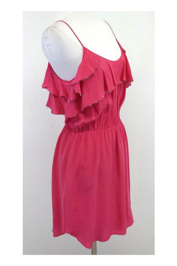 Current Boutique-Rebecca Taylor - Pink Sequined Ruffle Silk Dress Sz 10