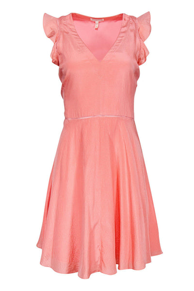 Current Boutique-Rebecca Taylor - Pink Textured Silk Fit & Flare Dress Sz 6