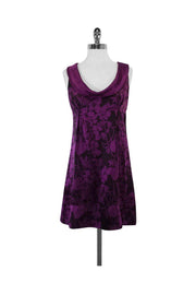Current Boutique-Rebecca Taylor - Brown & Purple Floral Print Silk Dress Sz 6
