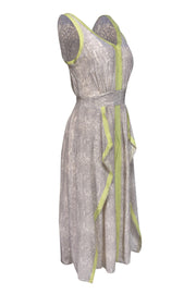 Current Boutique-Rebecca Taylor - Gray Reptile Print Dress w/ Lime Green Trim Sz 2