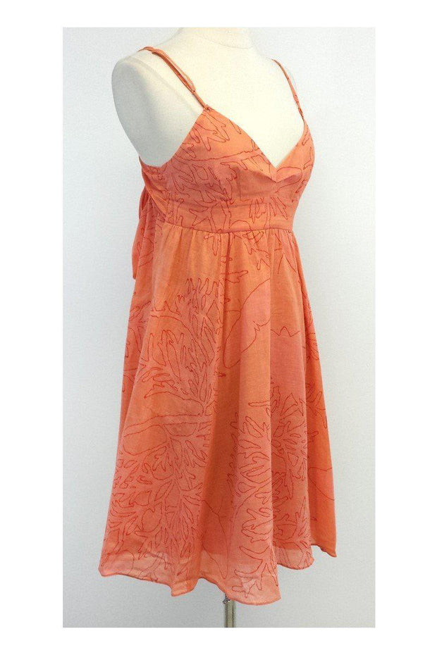 Current Boutique-Rebecca Taylor - Coral Print Cotton Spaghetti Strap Dress Sz 2