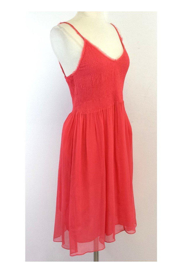 Current Boutique-Rebecca Taylor - Coral Pink Elastic Silk Dress Sz 6