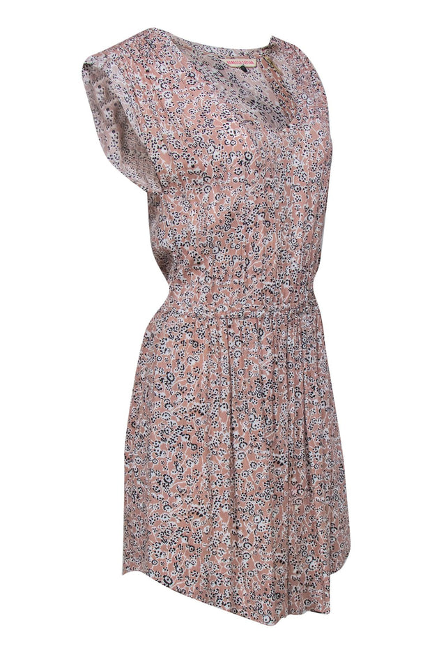 Current Boutique-Rebecca Taylor - Light Pink, Black & White Floral Print Fit & Flare Dress Sz 6