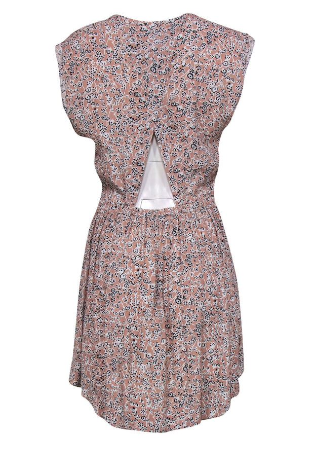 Current Boutique-Rebecca Taylor - Light Pink, Black & White Floral Print Fit & Flare Dress Sz 6