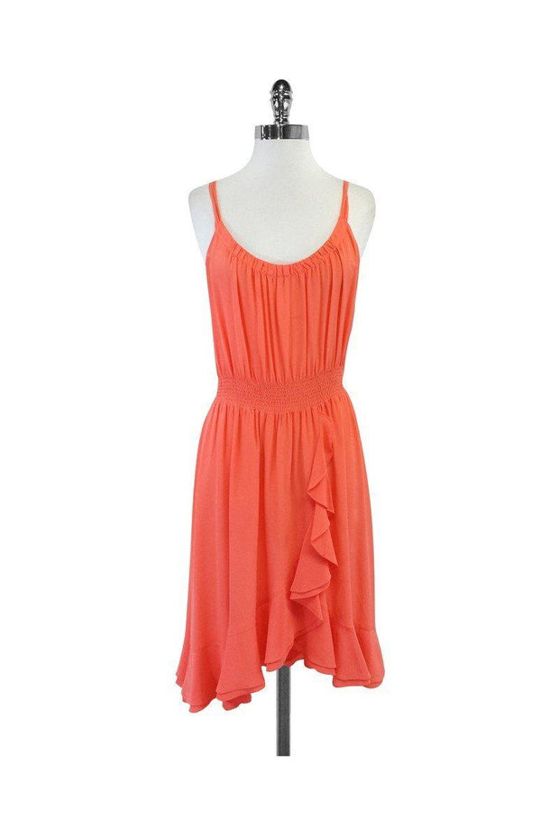 Current Boutique-Rebecca Taylor - Coral Ruffle Spaghetti Strap Dress Sz 8