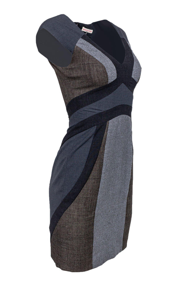 Current Boutique-Rebecca Taylor - Gray & Brown Patchwork Colorblock Dress Sz 0