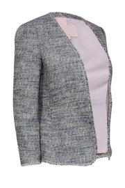 Current Boutique-Rebecca Taylor - Blue & White Marbled Metallic Tweed Jacket Sz 2