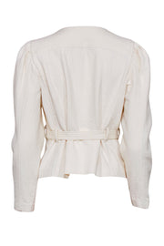 Current Boutique-La Vie Rebecca Taylor - Cream Linen Cropped Summer Jacket w/ Tie Sz M