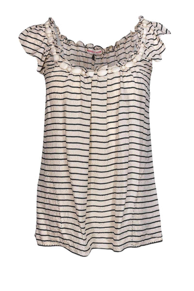 Current Boutique-Rebecca Taylor - Striped Top w/ Jewel Neckline Sz 0