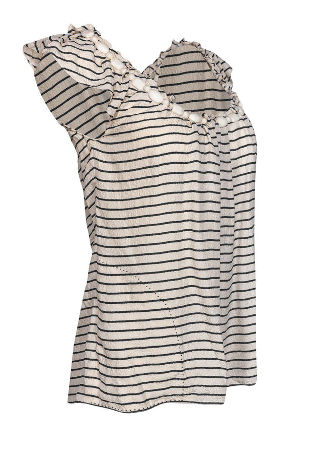 Current Boutique-Rebecca Taylor - Striped Top w/ Jewel Neckline Sz 0
