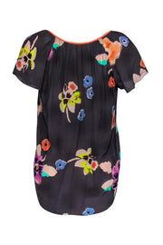 Current Boutique-Rebecca Taylor - Grey Short Sleeve Silk Floral Top Sz 0
