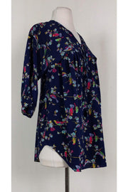 Current Boutique-Rebecca Taylor - Navy Silk Bird Print Top Sz 0