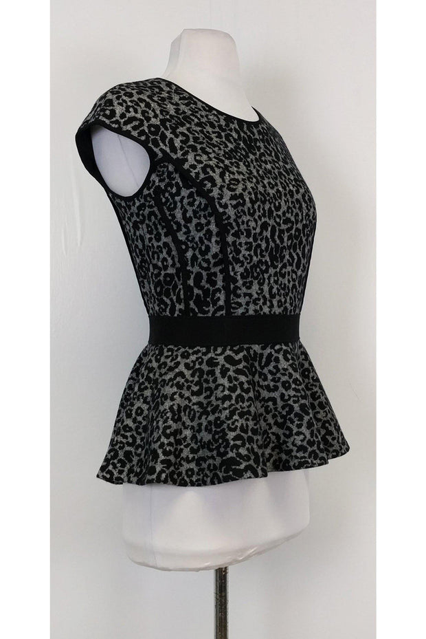Current Boutique-Rebecca Taylor - Black Cheetah Peplum Top Sz 2