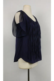 Current Boutique-Rebecca Taylor - Navy Blue w/ Fringe Blouse Sz 2