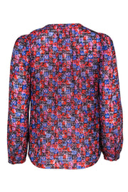 Current Boutique-Rebecca Taylor - Red & Purple Floral Print Long Sleeve Blouse Sz 4