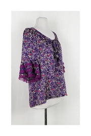 Current Boutique-Rebecca Taylor - Purple Printed Top Sz 6
