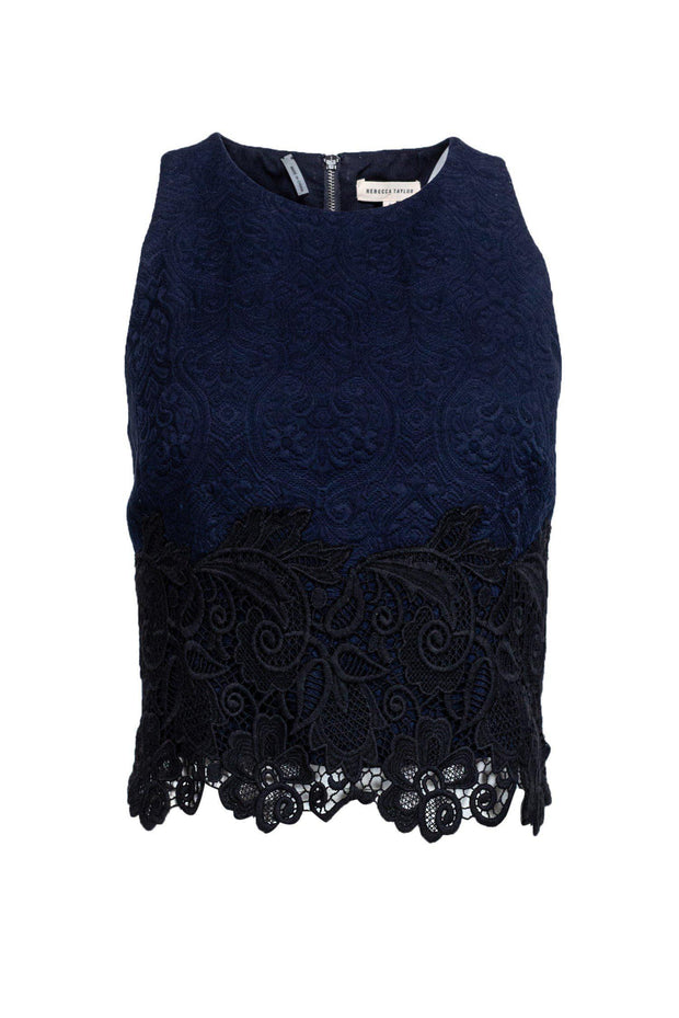 Current Boutique-Rebecca Taylor - Navy & Black Cotton Top Sz 8