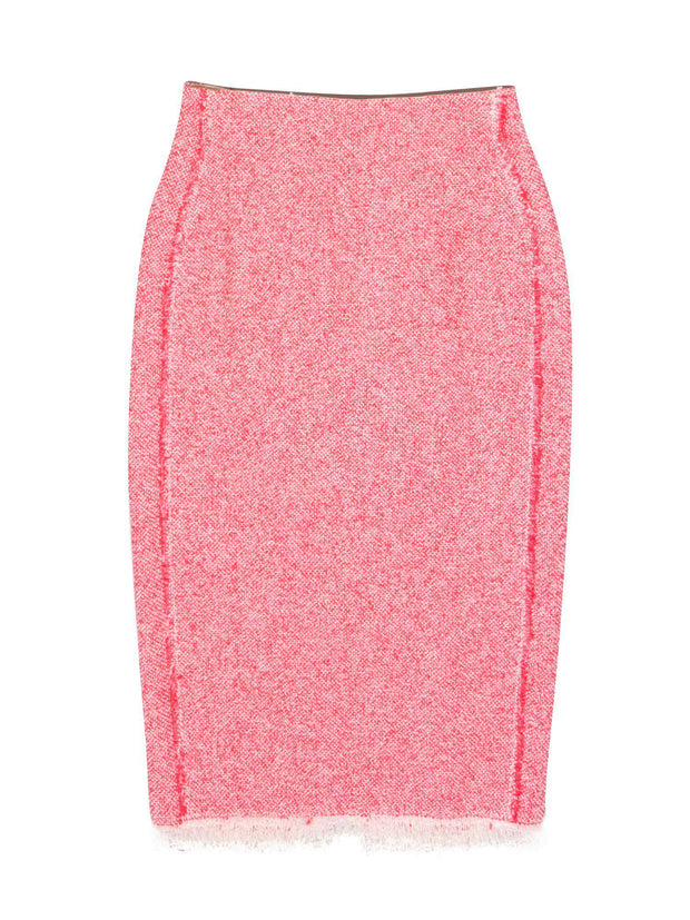 Current Boutique-Rebecca Taylor - Pink Tweed Midi Skirt w/ Fringe Trim Sz 0